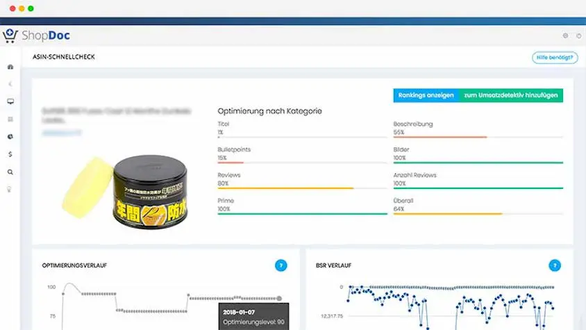 Der ASIN-Schnellcheck vom Amazon-Analyse-Tool Shopdoc