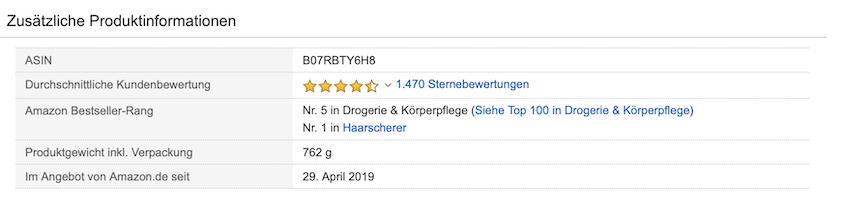 Hårklipper Hatteker Amazon-salgsrang