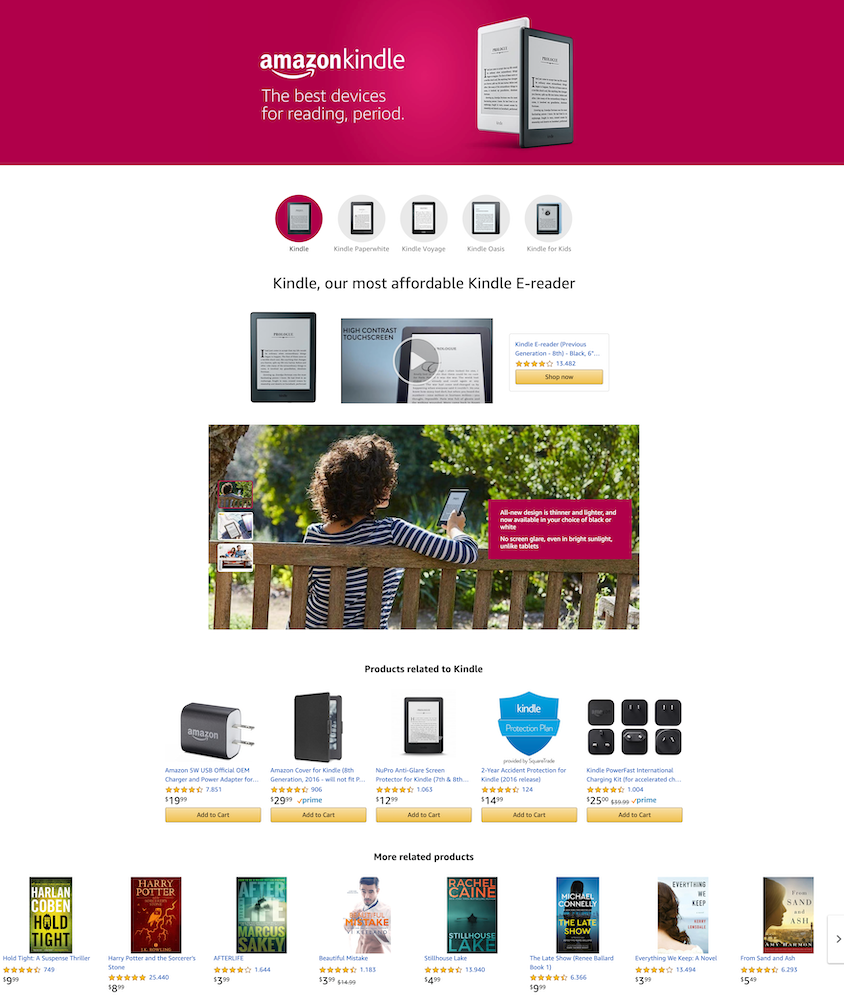 O PPC da Amazon fornece uma ferramenta para criar páginas de destino.