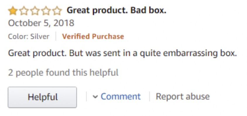 Вот пример неподобающего отзыва на Amazon.
